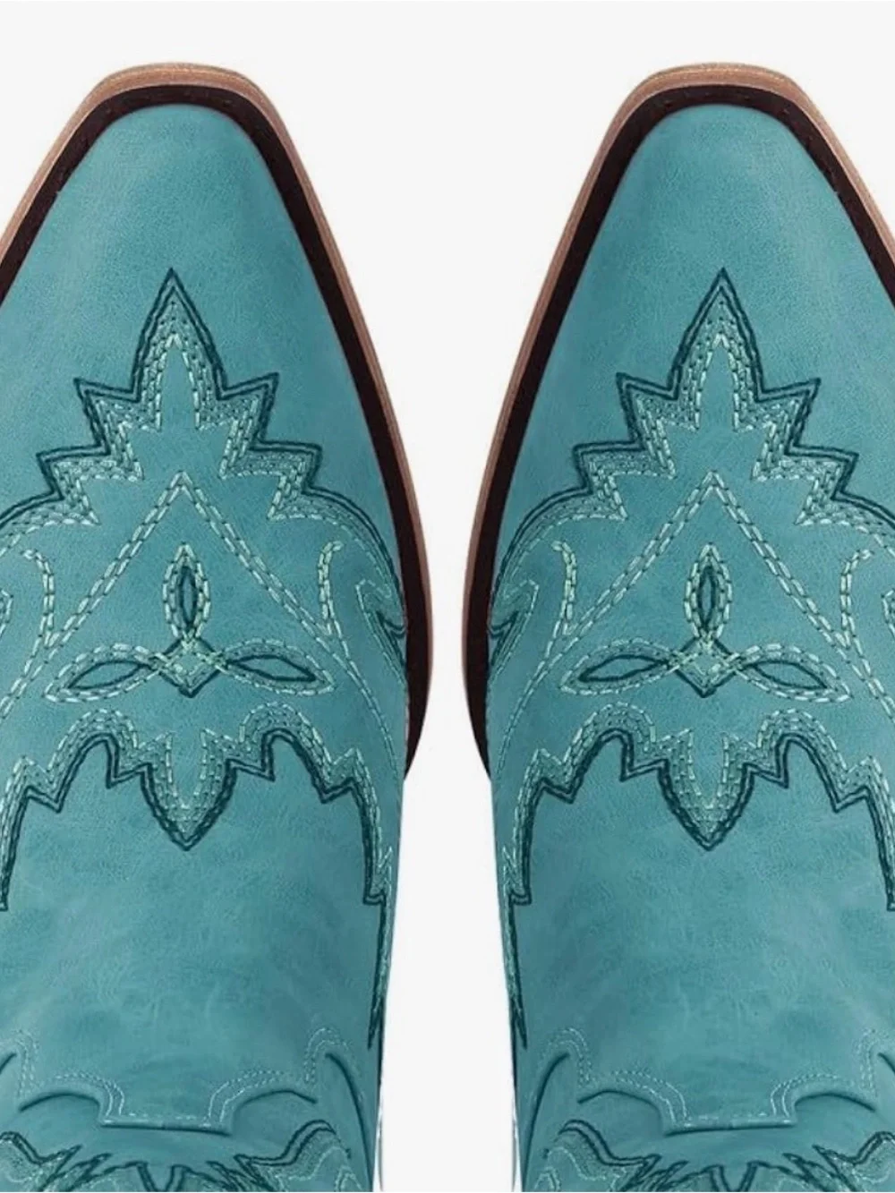 Women's Western Knee-High Stitch-Detail Boots in turquoise color Blue